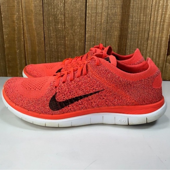 ❤️ Nike Free 4.0 Fly Knit Sneakers Orange Black Size 8 1/2 - Picture 8 of 8
